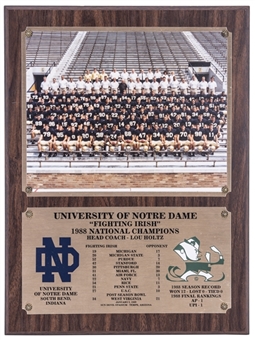 1988 University of Notre Dame "Fighting Irish" National Championship Plaque (Holtz LOA)